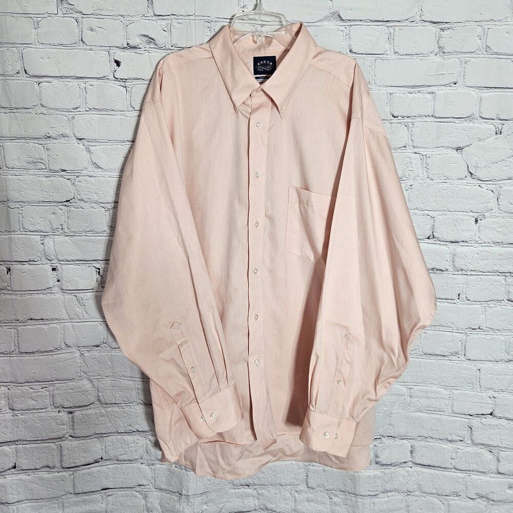 Eagle Shirtmakers Mens Size 18.5 34/35 Dress Shirt Reg Fit Pink Solid OEKO TEX